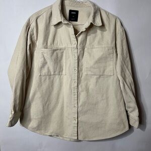 Cotton On Oversized Cream Corduroy Shirt Jacket Shacket Size Large Chunky